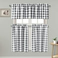 thumbnail image 1 of Mloabuc 3 Piece Semi Sheer Kitchen Curtains - Light Filtering Buffalo Plaid Tier and Valance Window Curtains Set, Grey and White, 52 W x 18 L (1 Panel) + 26 W x 24 L (2 Panels), 1 of 6