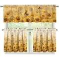 thumbnail image 1 of Mloabuc 3PCS Fall Kitchen Window Curtain Set with 36" Length Tiers and Valance Heart Rod Pocket Cafe Curtains Fall Sunflower Butterfly Window Curtains Treatment,Fall Home Collection, 1 of 6