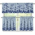 thumbnail image 1 of Mloabuc Blue Butterfly Floral Kitchen Curtains Valance Set of 3,Flower 24 Inch Length Tier Curtains Cafe Bar Window Curtains, Rod Pocket,Easy to Install, 1 of 6