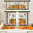 thumbnail image 1 of Mloabuc Fall Buffalo Plaid Kitchen Window Curtains and Valances Set 36 Inch, Hello Pumpkins Leaves Farmhouse Short Tier Curtain for Cafe Living Room Bathroom, Autumn 3 Pieces Set Kitchen Decor, 1 of 6