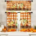 thumbnail image 1 of Mloabuc Fall Buffalo Plaid Kitchen Window Curtains and Valances Set 36 Inch, Pumpkins Maple Leaves Farmhouse Short Tier Curtain for Cafe Living Room Bathroom, Autumn 3 Pieces Set Kitchen Decor, 1 of 6
