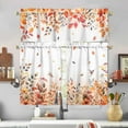 thumbnail image 1 of Mloabuc Fall Kitchen Curtains and Valance Set of 3, Autumn Eucalyptus Leaves Kitchen Window Tier Curtains Floral Bird Farmhouse Window Valances Rod Pocket Panels for Fall Home Decor, 1 of 6