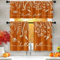Mloabuc Flower Herbs Fall Kitchen Curtains with Valance and Tier Sets 36 Inch, 3 Pieces Floral Plant Leaves Rod Pocket Drapes Window Treatment Curtains for Kitchen Over Sink Dining Room Decor