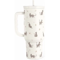 Mloabuc Gift for Cat Lovers Cat Mom – 40oz Stainless Steel Tumbler with Handle and Straw - Travel Coffee Mug for Women, Gift for Birthday, Christmas