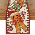 thumbnail image 1 of Mloabuc Gingerbread Candy Cane Christmas Table Runner, Seasonal Winter Kitchen Dining Table Decoration for Home Party Decor 13x90 Inch, 1 of 6