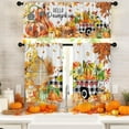 thumbnail image 1 of Mloabuc Hello Pumpkins Kitchen Window Curtains and Valances Set 36 Inch, Fall Farmhouse Buffalo Plaid Truck Harvest Short Tier Curtain for Cafe Living Room Bathroom, Autumn 3 Pieces Set Kitchen Decor, 1 of 6