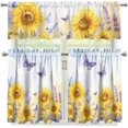 thumbnail image 1 of Mloabuc Lavender and Sunflower Kitchen Curtains 3 Piece Farmhouse Kitchen Cafe Curtain and Valances Set Short Tier Curtain,54"x36", 1 of 4