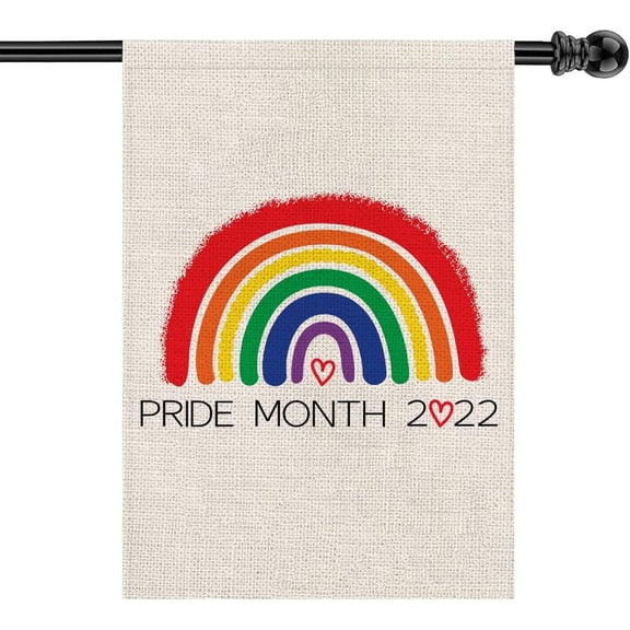 Mloabuc Love Wins Rainbow House Flag Vertical Double Sided Pride Gay Pride Lesbian LGBT, Pansexual Burlap Flag Yard Outdoor Decoration 28 x 40 Inch