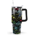 thumbnail image 1 of Mloabuc Skull Tumbler with Handle, 40oz, Lid and Straw - Goth Halloween Decor for Women, 1 of 3