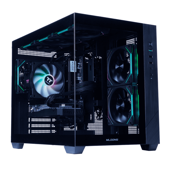 Mloong Gaming PC Desktops AMD Ryzen 5 9600X, Radeon RX 9060XT 8GB, 1TB SSD, 32GB DDR5 RAM, 650W, Win11, WiFi, Black