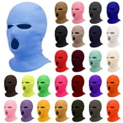 Mlqidk 3-Hole Knitted Full Face Cover Ski Mask, Winter Balaclava Warm Knit Full Face Mask for Outdoor Sports Black