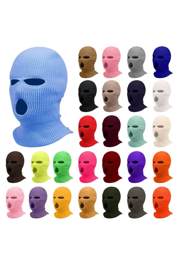 TQWQT 3-Hole Knitted Full Face Cover Ski Mask, Winter Balaclava Warm Knit Full Face Mask for Outdoor Sports Dark Gray