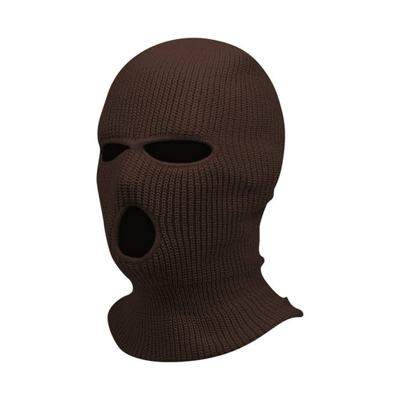 Mlqidk 3 Hole Winter Knitted Mask, Outdoor Sports Full Face Cover Ski Mask Warm Knit Balaclava for Adult Coffee
