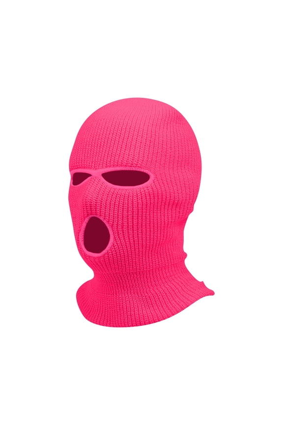 3 Hole Winter Knitted Mask, Outdoor Sports Full Face Cover Ski Mask Warm Knit Balaclava for Adult Hot Pink