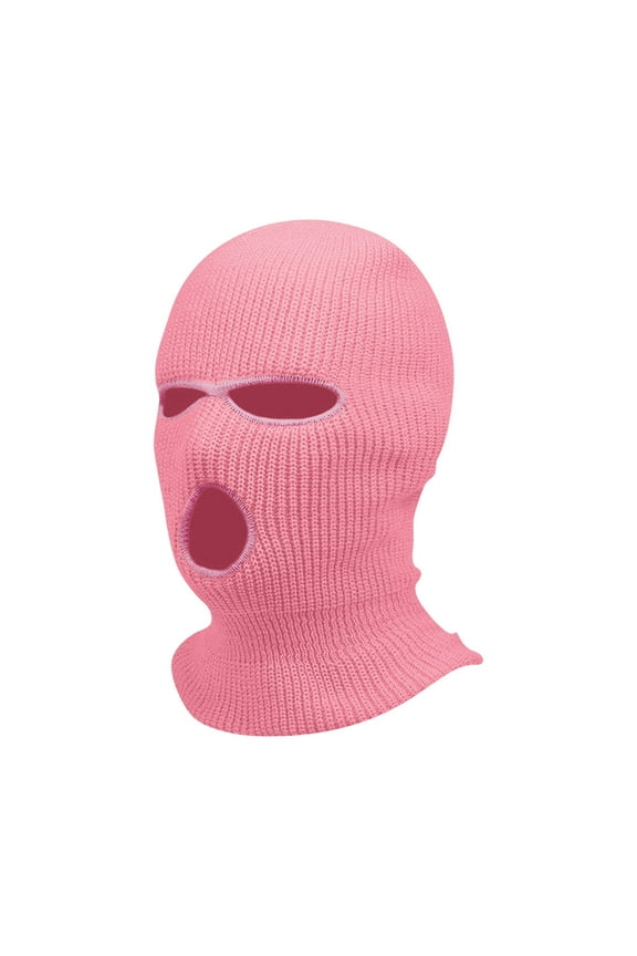 3 Hole Winter Knitted Mask, Outdoor Sports Full Face Cover Ski Mask Warm Knit Balaclava for Adult Pink