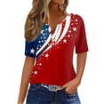 thumbnail image 1 of Mlqidk American Flag Shirt Women Independence Day Short Sleeve Patriotic Tops Red White and Blue V Neck T-Shirts Blue M, 1 of 4