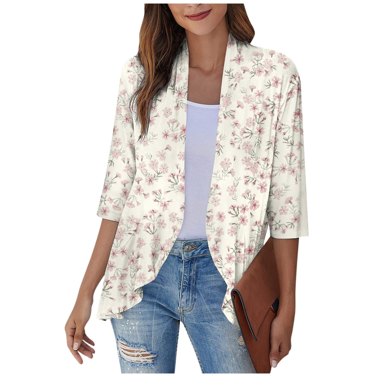 Mlqidk Cardigan for Women 3/4 Sleeve Summer Shrugs for Women