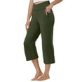 thumbnail image 1 of Mlqidk Cropped Pants for Women Loose Elastic Waist Wide Leg Lounge Pants Casual Dressy Beach Capris with Pockets Army Green S, 1 of 6