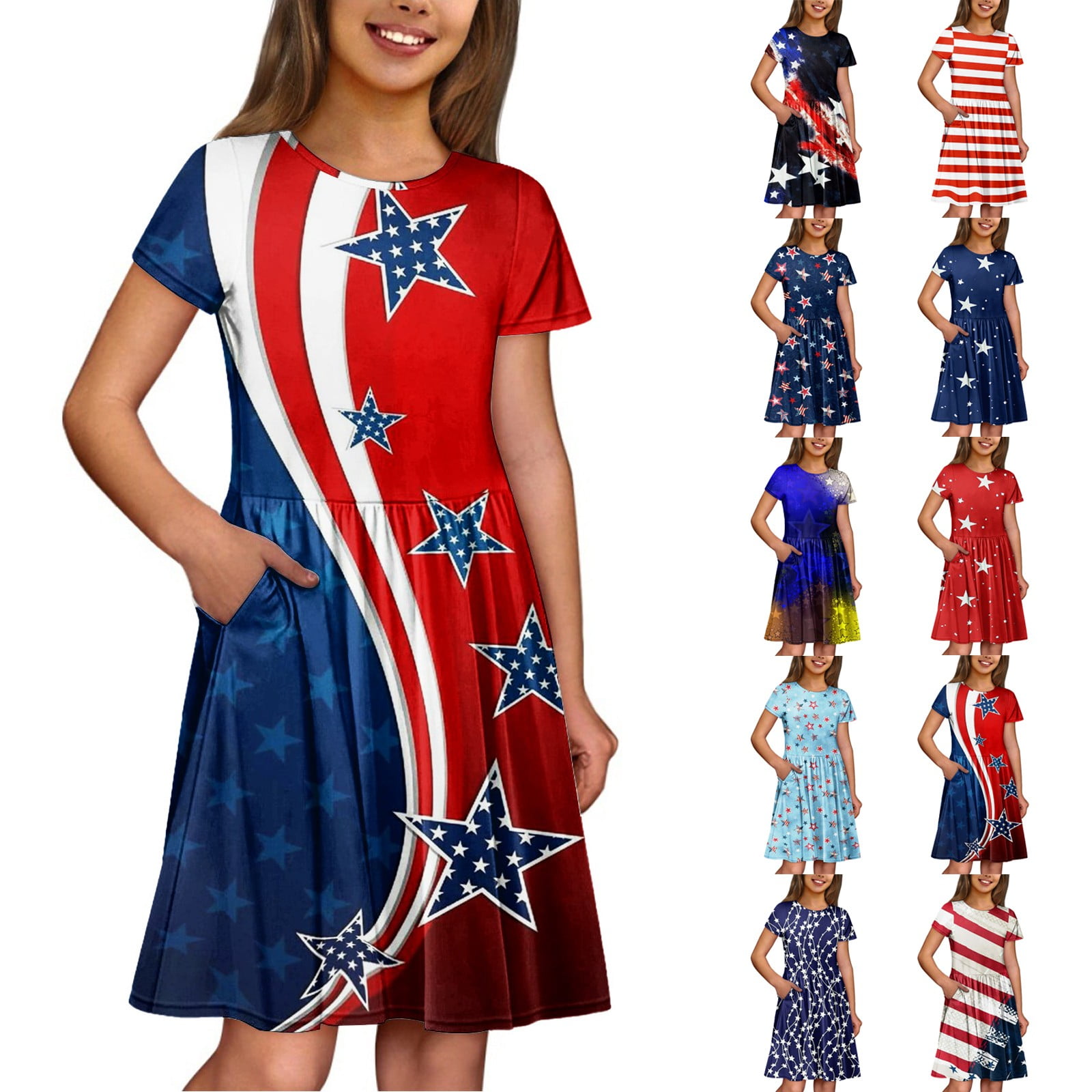 USA American Flag Dress Costume, Teen Size 13-16 main image 0