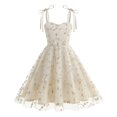 thumbnail image 1 of Mlqidk Dresses for Girls Size 10-12 Summer Layered Tie Shoulder Casual Ruffle Princess Sleeveless Dress FlowyLace Party A-Line Dresses Beige 5-6 Years, 1 of 4