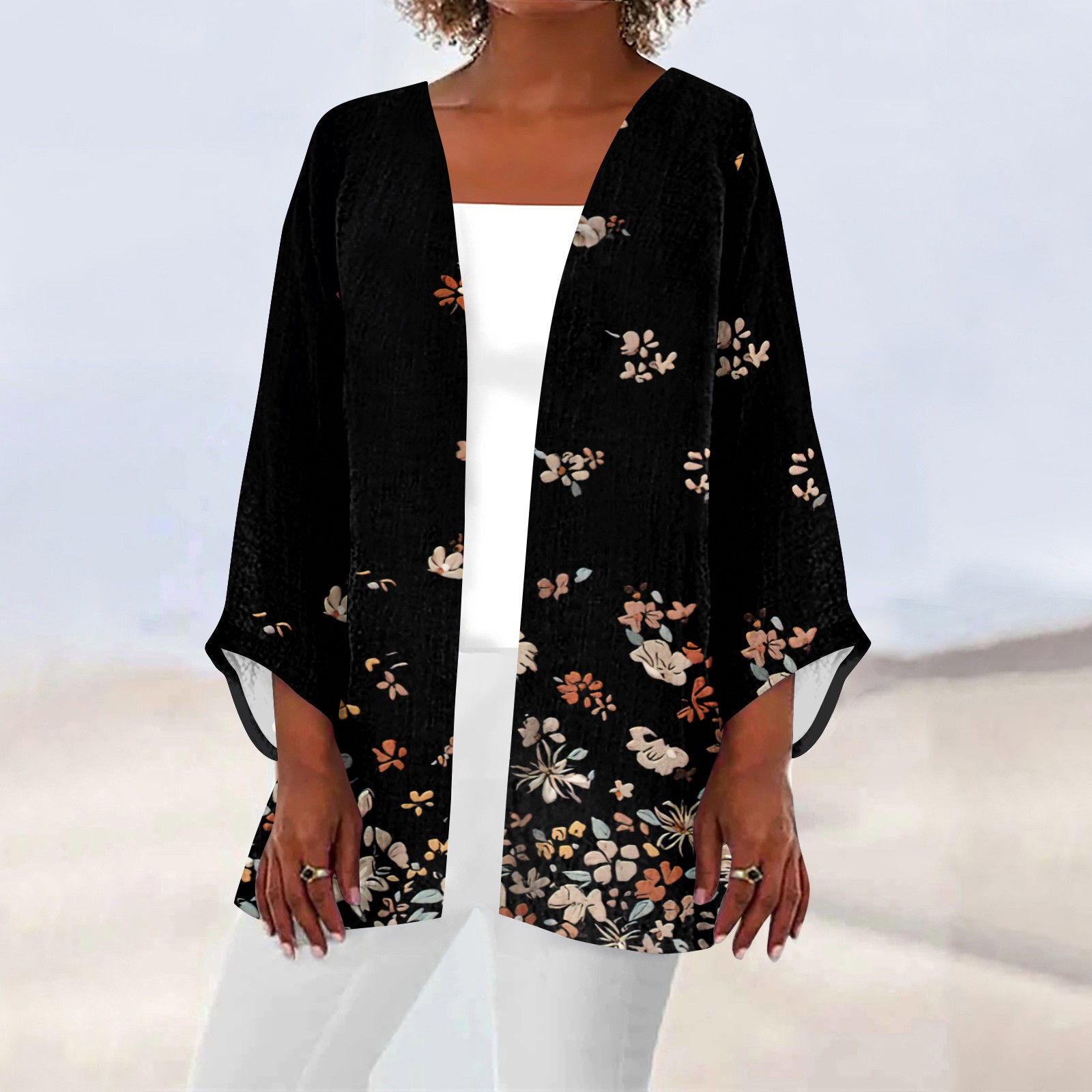 Mlqidk Dusters for Women 3/4 Sleeve White Cardigan for Women