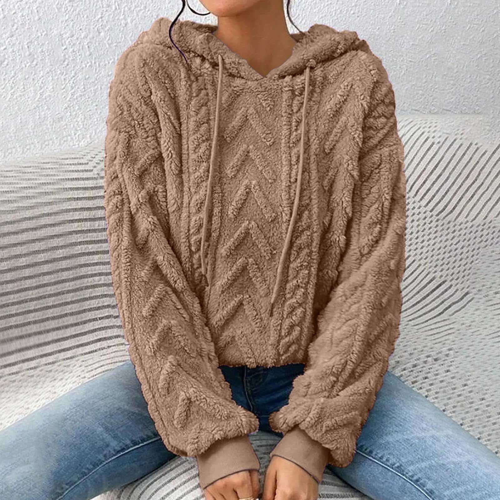 Cable knit hoodie 2025 women's