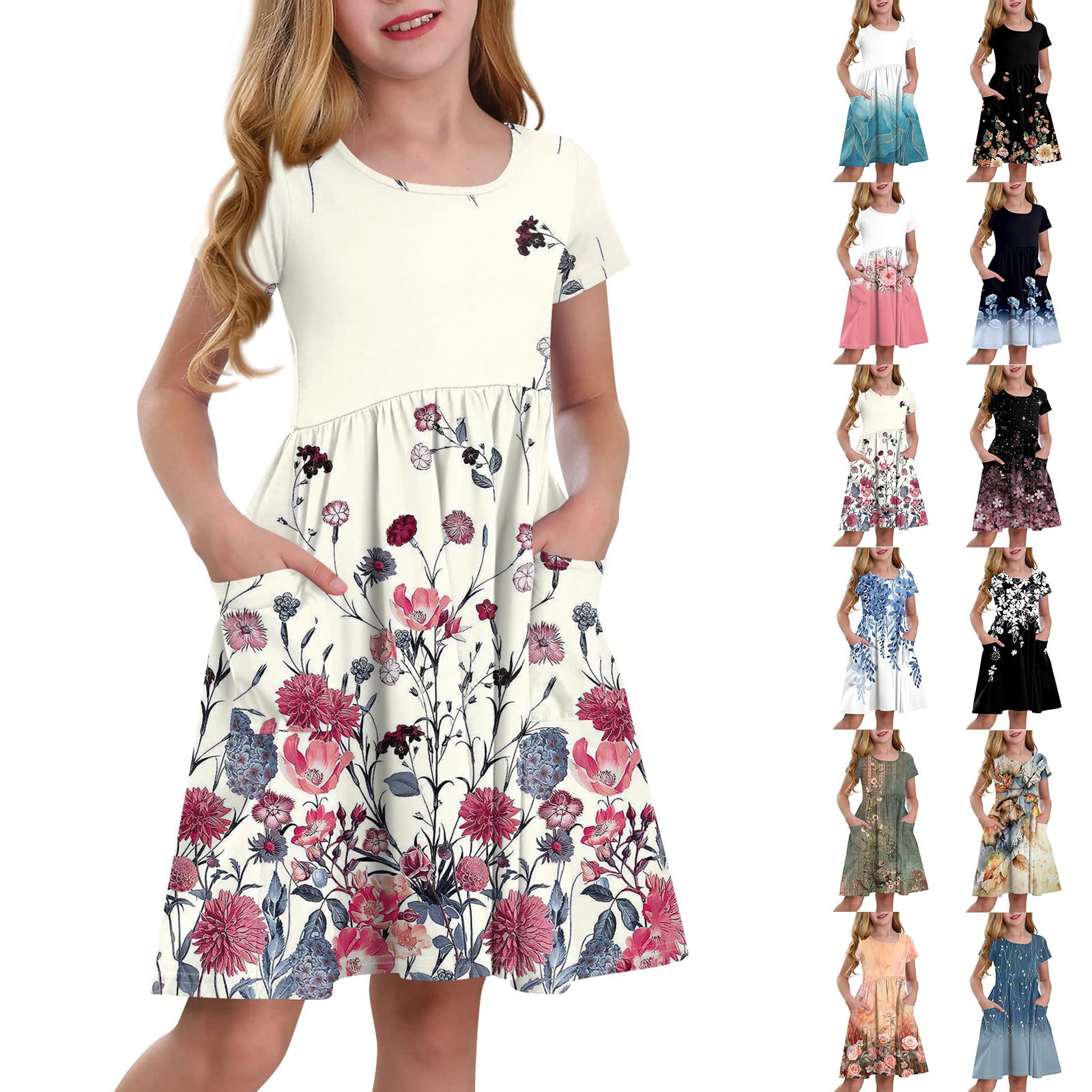KIDS SHORT SLEEVE T-SHIRT DRESS 4-10 SISTER SUNSET