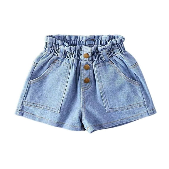 Mlqidk Girls Jeans Shorts Size 10-12 Summer Athletic Elastic Jeans Shorts Kids Cute Wide legs Long Shorts with Pockets Blue 11-12 Years