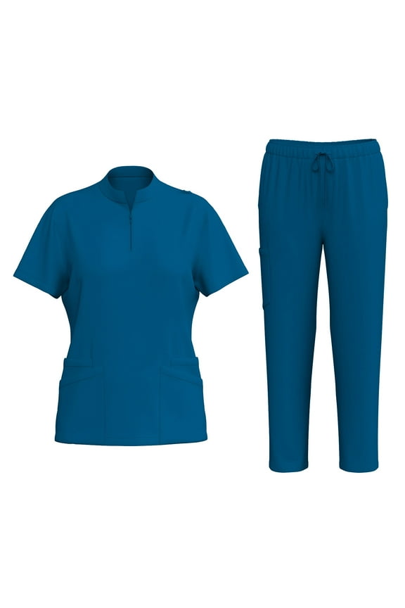 Healing Hands Scrubs for Women Breathable Medical Scrub Set Top and Pants with Pockets Nurse Uniform Royal Blue M