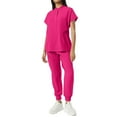 thumbnail image 1 of Mlqidk Healing Hands Scrubs for Women Comfortable Nurse Scubs Crew Neck Top & Jogger Pant with Pockets Scrubs Set Hot Pink S, 1 of 4