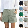 thumbnail image 1 of Mlqidk Khaki Linen Shorts Women Dressy Casual Bermuda Shorts Wide Leg High Waisted Chino Shorts with Pockets Trendy Summer Khaki M, 1 of 7
