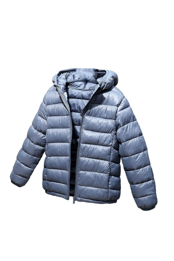 Kids Puffer Down Jackets with Hood for Boys Girls Ultralight Packable Cold Winter Lightweight Outerwear Gray 13-14 Years