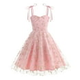 thumbnail image 1 of Mlqidk Little Girls Dresses Size 10-12 Layered Tie Shoulder Princess Sleeveless Dress Flowy Casual Ruffle Lace Sundress Pink 7-8 Years, 1 of 4