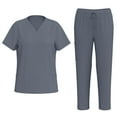 thumbnail image 1 of Mlqidk Medical Scrubs for Women Set V Neck Top & Jogger Pant with Pockets Comfortable Scrubs Set Nurse Uniform Gray XL, 1 of 8