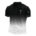 thumbnail image 1 of Mlqidk Men's Short Sleeve Polo Shirts Stretch Casual American Flag Golf Shirt Patriotic Christian Cross Tee Top Big and Tall Collared Shirt Black S, 1 of 5