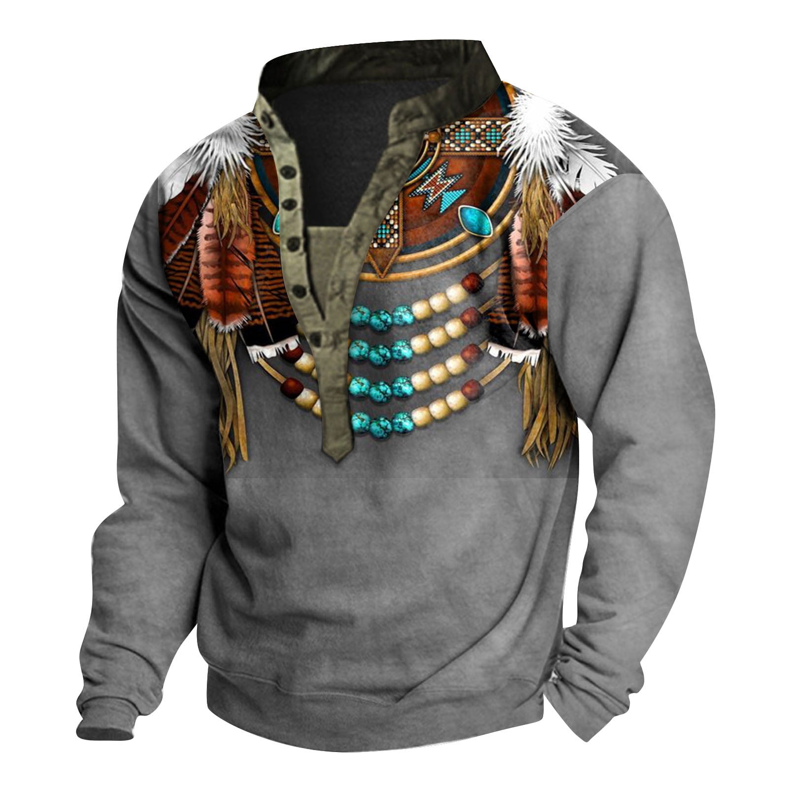 Mlqidk Men's Western Aztec Sweatshirts,Ethnic Print Graphic Sweater ...