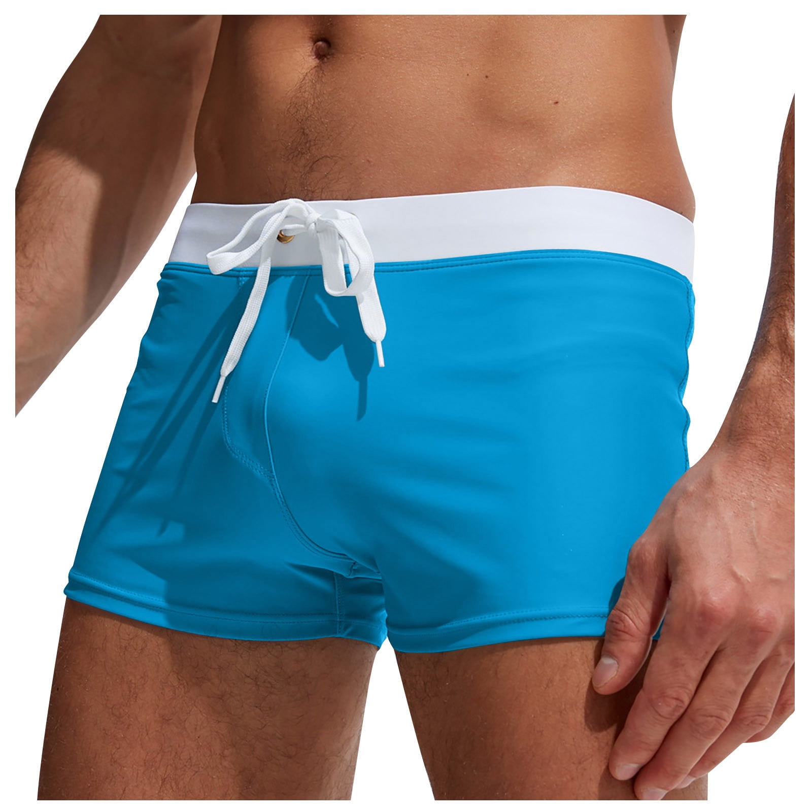 Mlqidk Mens Swimming Trunks Quick Dry Beach Boxer Briefs Swimwear Board Shorts,Blue S