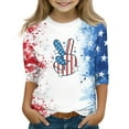 thumbnail image 1 of Mlqidk Patriotic Shirts for Girls 10-12 10-12 3/4 Sleeve 4th Of July American Flag T-Shirt Red White and Blue Crew Neck Tees Kids Navy 4-5Y, 1 of 5