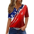 thumbnail image 1 of Mlqidk Patriotic Shirts for Women Independence Day Short Sleeve Memorial Day Tops Stars and Stripes V Neck T-Shirts Red XL, 1 of 4