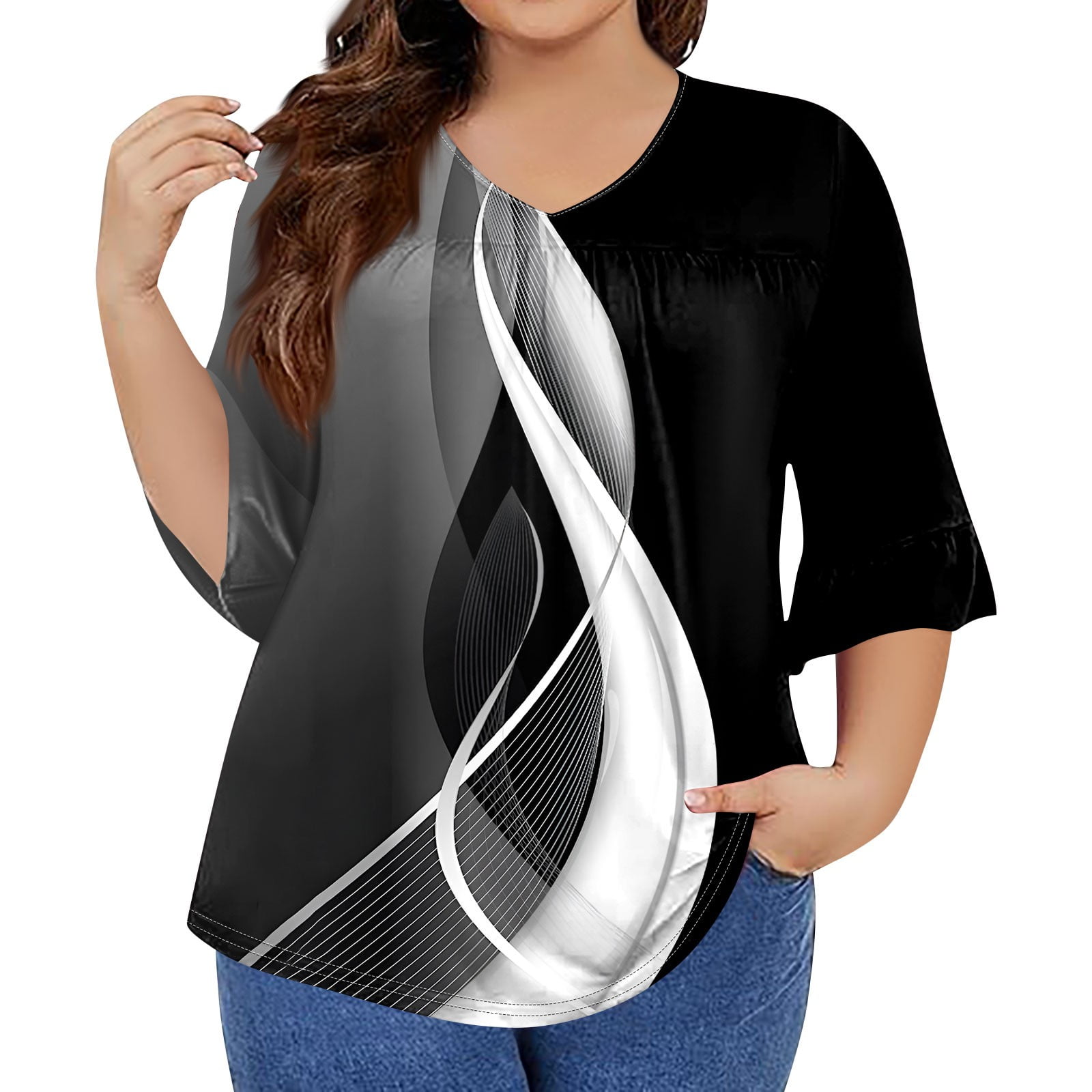 KOAIZ Women's Ruffle Sleeve Mesh Blouse - Pleated Flowy Tunic Top For Summer - View #7