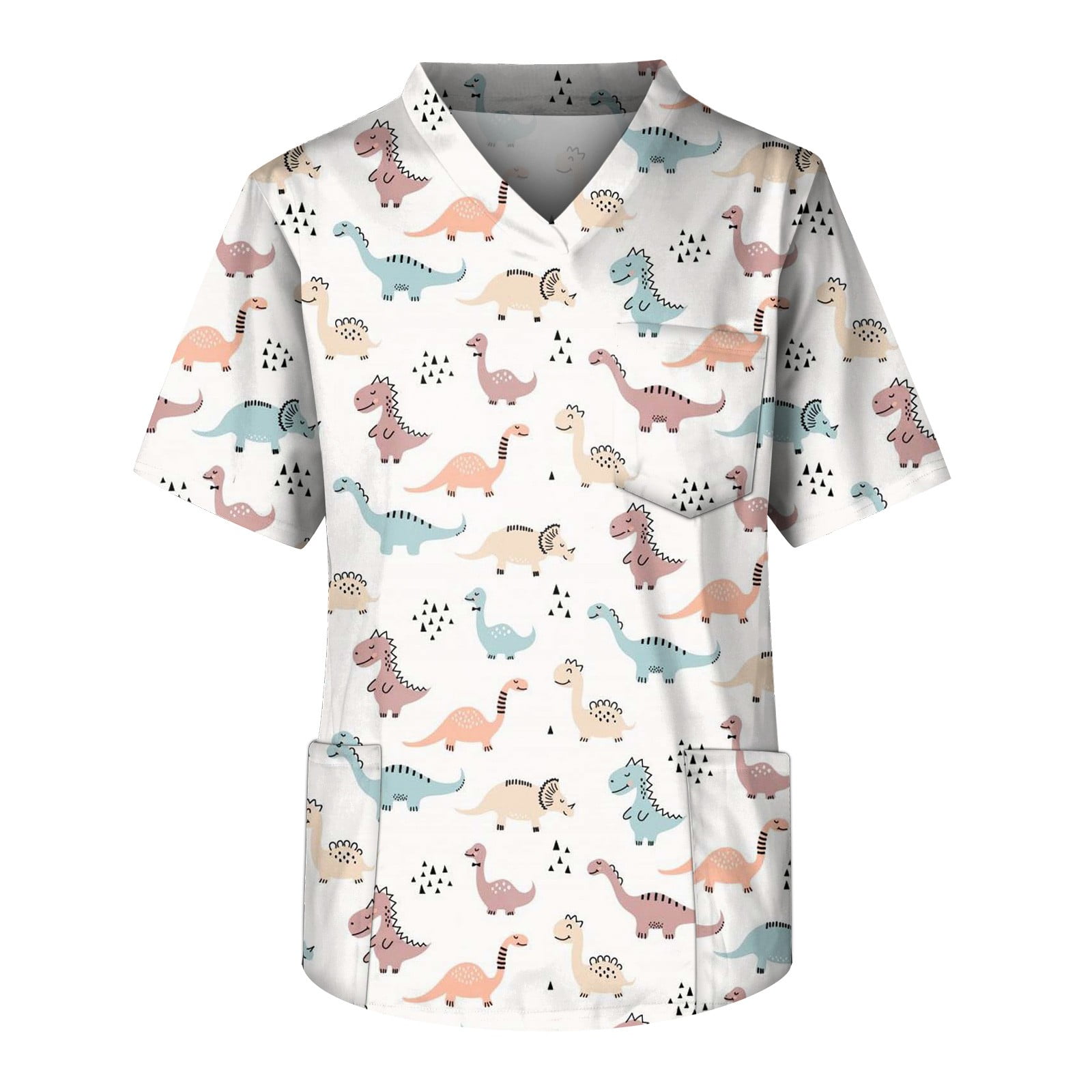 Mlqidk Scrub Tops Men Stretchy, Dinosaur Printed Scrub Tops Stretch Soft  Comfortable Plus Size Cute Pediatric Nurse Tshirts with Pockets Beige S -  Walmart.com