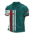 thumbnail image 1 of Mlqidk Short Sleeve Polo Shirts for Men American Flag Golf Shirt 4th Of July Christian Cross Tees Casual Quick Dry Big and Tall Collared Shirts Green L, 1 of 5