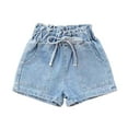 thumbnail image 1 of Mlqidk Shorts for Girls Size 10-12 Summer Beach Elastic Belt Jeans Shorts Little Girls Active Wide legs Mini Shorts with Pockets Sky Blue 3-4 Years, 1 of 3
