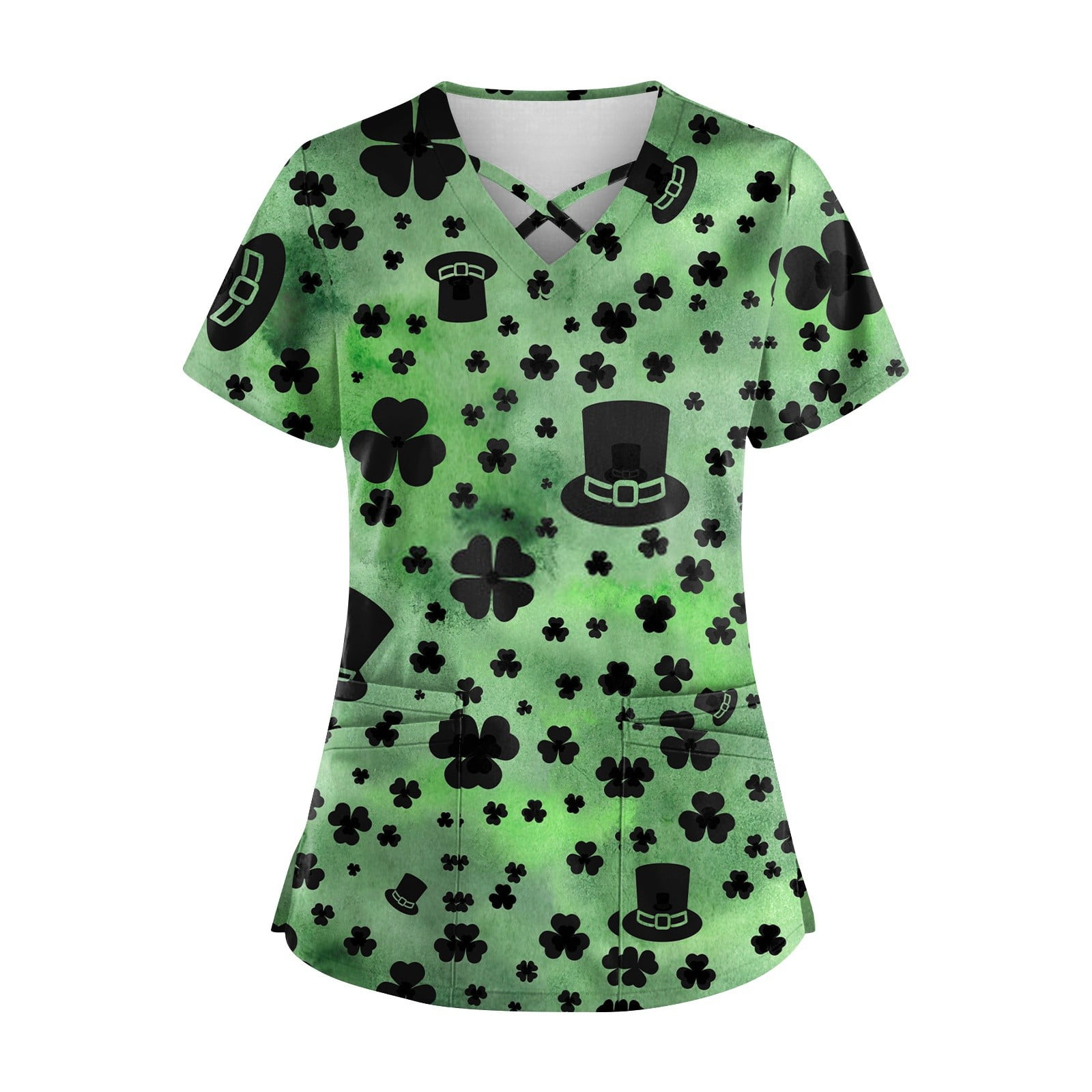 Mlqidk St Patricks Day Print Scrubs Tops for Women 2024 St. Patrick's