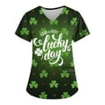 thumbnail image 1 of Mlqidk St Patricks Day Printed Scrub Tops for Women Nurse Uniforms for Women Short Sleeve V-Neck Shirts Tee Tops with Pockets Dark Green 4XL, 1 of 3