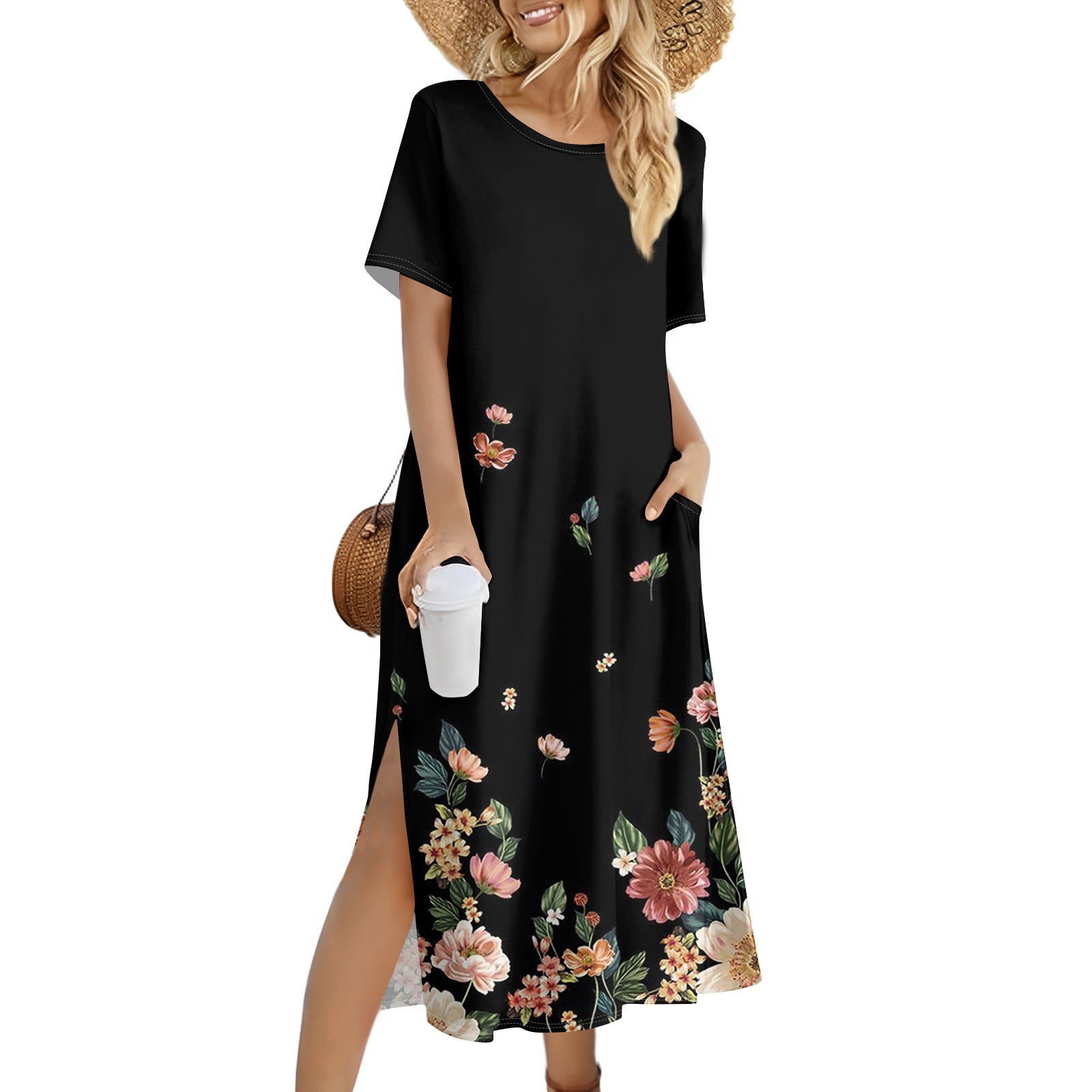 BTFBM Women's Summer Dress 2025 - Short Sleeve V-Neck Tiered