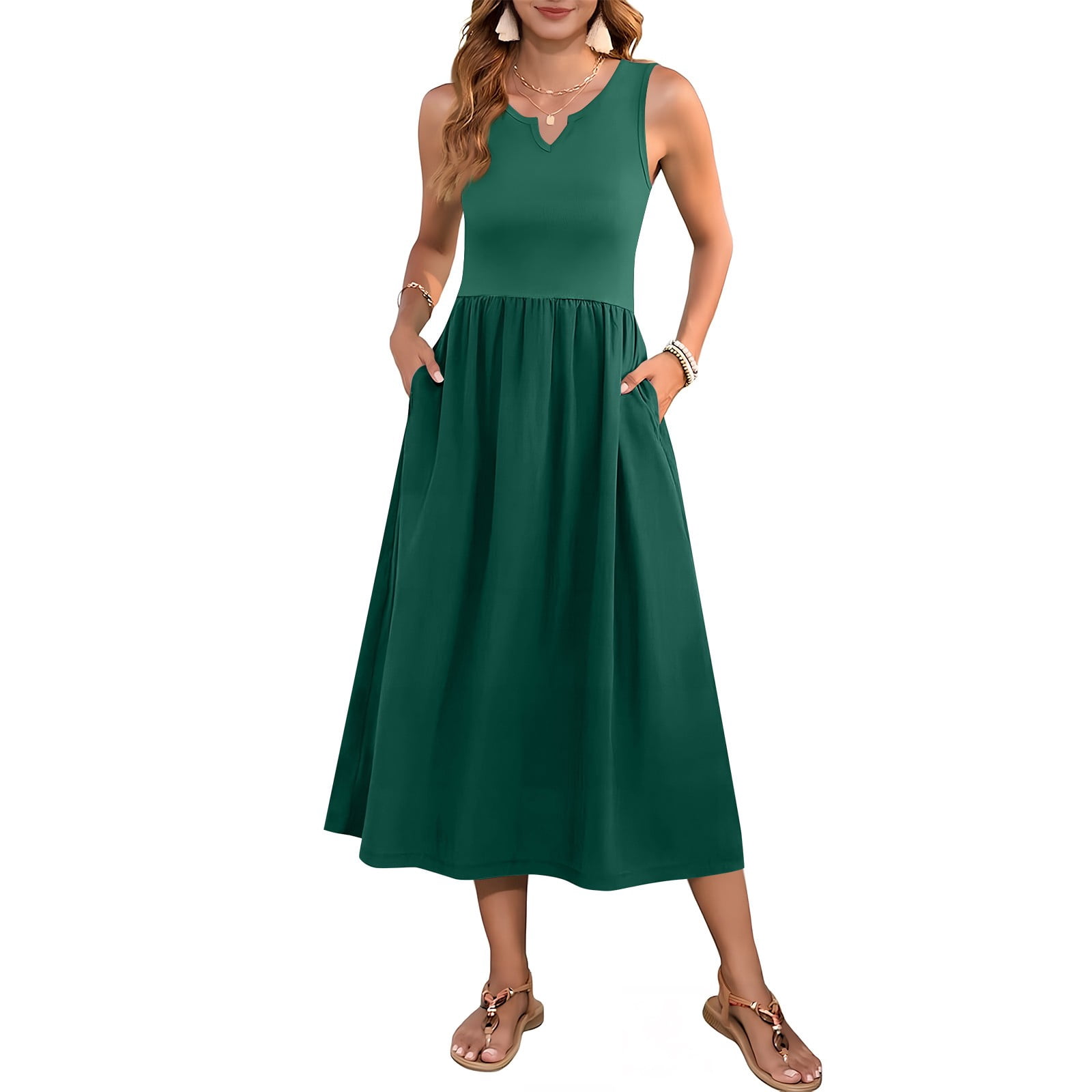 Urbann-Vibe Wrinkle Textured Cotton Summer Dress With Extra Large Hem For Women Everyday Wear main image 0