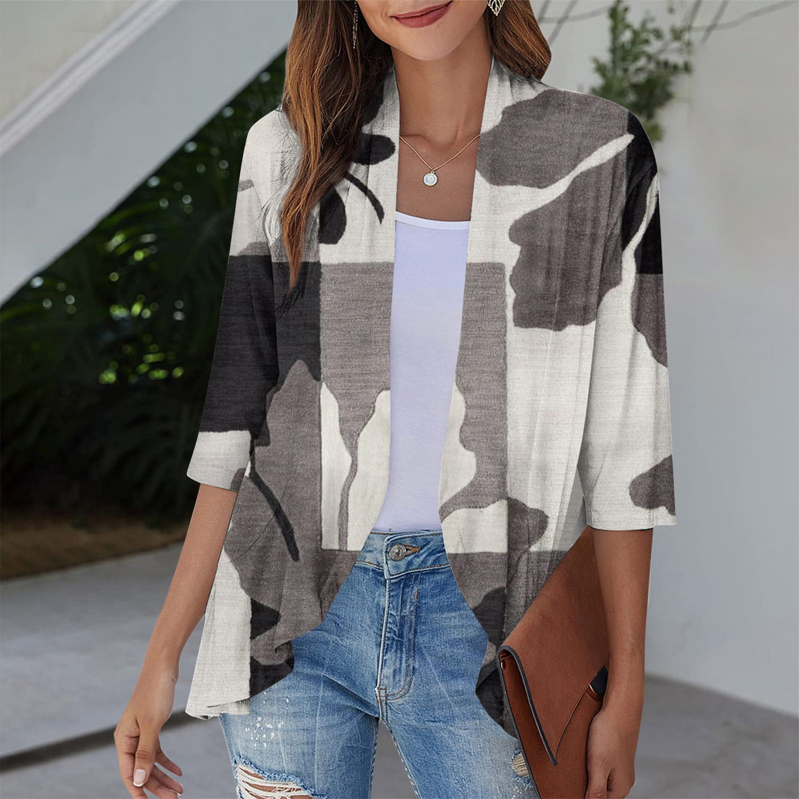 Mlqidk Summer Shrugs for Women Lightweight 3/4 Sleeve Cardigans for