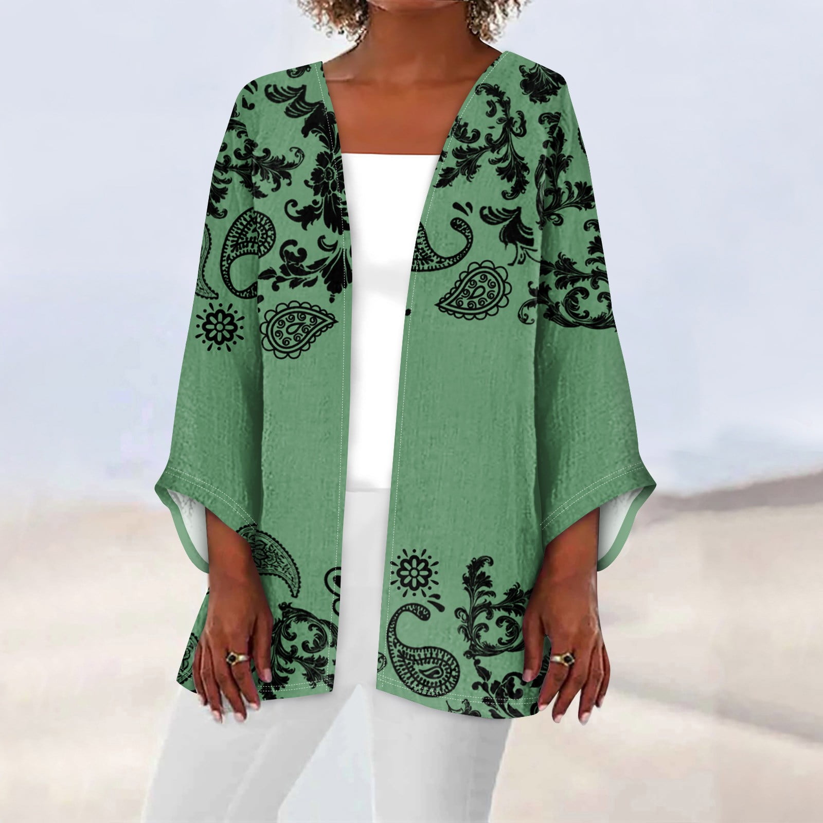 Mlqidk Summer Shrugs for Women Lightweight 3/4 Sleeve Cardigans for