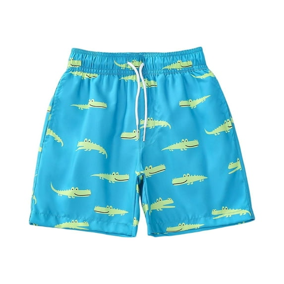 Mlqidk Swim Trunks with Compression Liner for Boys Stretch Toddler Swimwear Quick Dry Teen Boy Board Shorts Toddler Boy Beach Bathing Suit Light Green 4-5Y